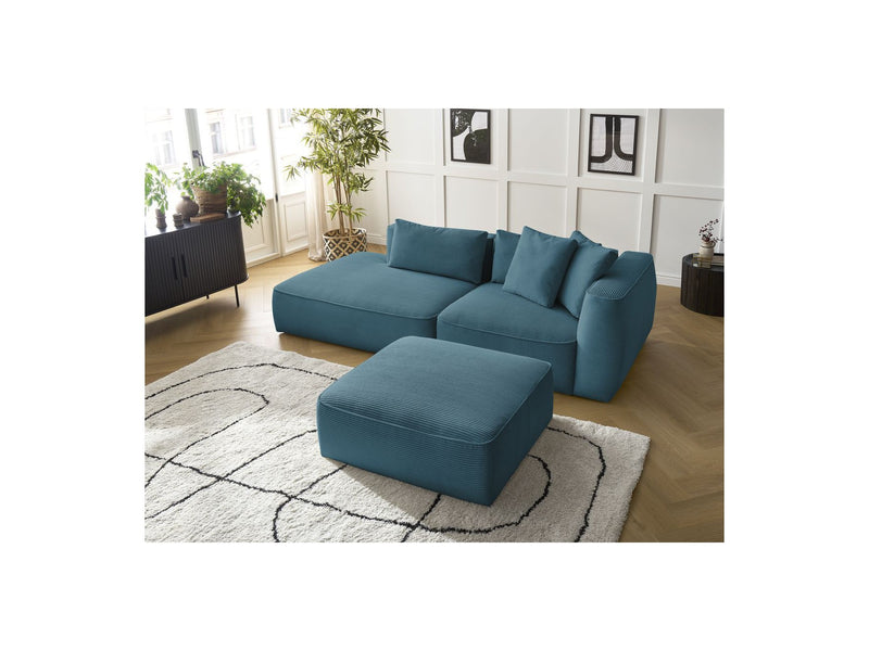 Canapé Droit Fixe 3 Places - Leopold - Velours Côtelé - Avec Pouf - Angle Gauche