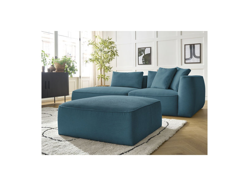 Canapé Droit Fixe 3 Places - Leopold - Velours Côtelé - Avec Pouf - Angle Gauche