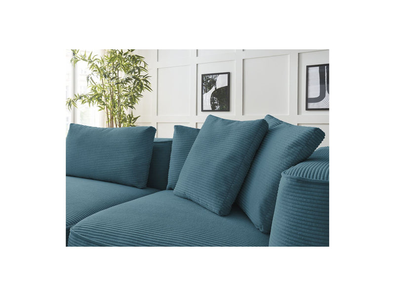 Canapé Droit Fixe 3 Places - Leopold - Velours Côtelé - Avec Pouf - Angle Gauche