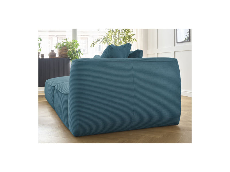 Canapé Droit Fixe 3 Places - Leopold - Velours Côtelé - Avec Pouf - Angle Gauche