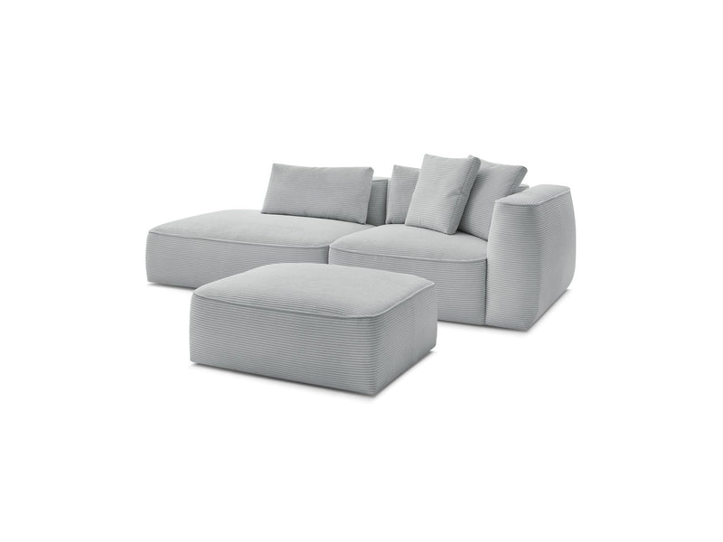 Canapé Droit Fixe 3 Places - Leopold - Velours Côtelé - Avec Pouf - Angle Gauche