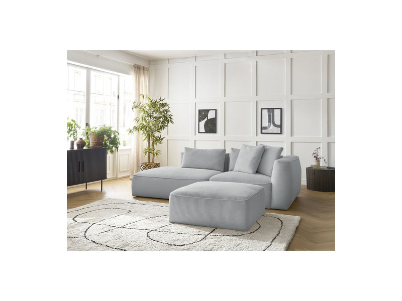 Canapé Droit Fixe 3 Places - Leopold - Velours Côtelé - Avec Pouf - Angle Gauche