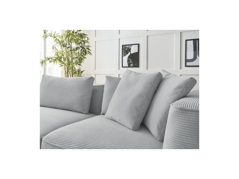 Canapé Droit Fixe 3 Places - Leopold - Velours Côtelé - Avec Pouf - Angle Gauche