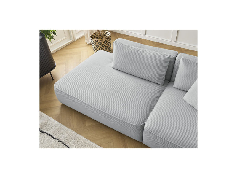 Canapé Droit Fixe 3 Places - Leopold - Velours Côtelé - Avec Pouf - Angle Gauche