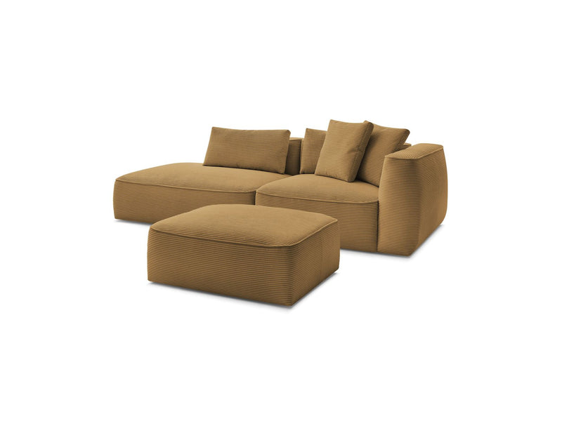 Canapé Droit Fixe 3 Places - Leopold - Velours Côtelé - Avec Pouf - Angle Gauche