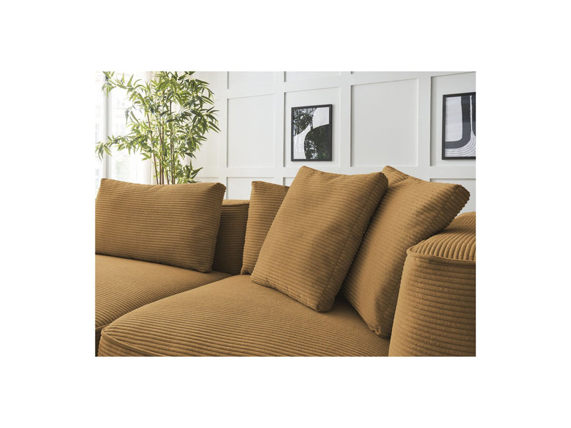 Canapé Droit Fixe 3 Places - Leopold - Velours Côtelé - Avec Pouf - Angle Gauche