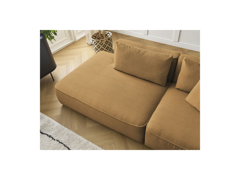 Canapé Droit Fixe 3 Places - Leopold - Velours Côtelé - Avec Pouf - Angle Gauche