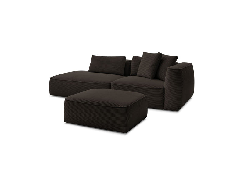 Canapé Droit Fixe 3 Places - Leopold - Velours Côtelé - Avec Pouf - Angle Gauche