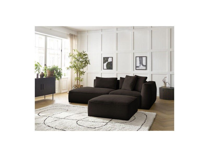 Canapé Droit Fixe 3 Places - Leopold - Velours Côtelé - Avec Pouf - Angle Gauche