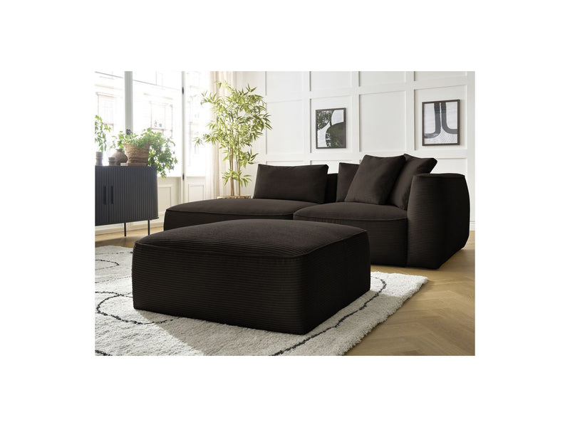 Canapé Droit Fixe 3 Places - Leopold - Velours Côtelé - Avec Pouf - Angle Gauche