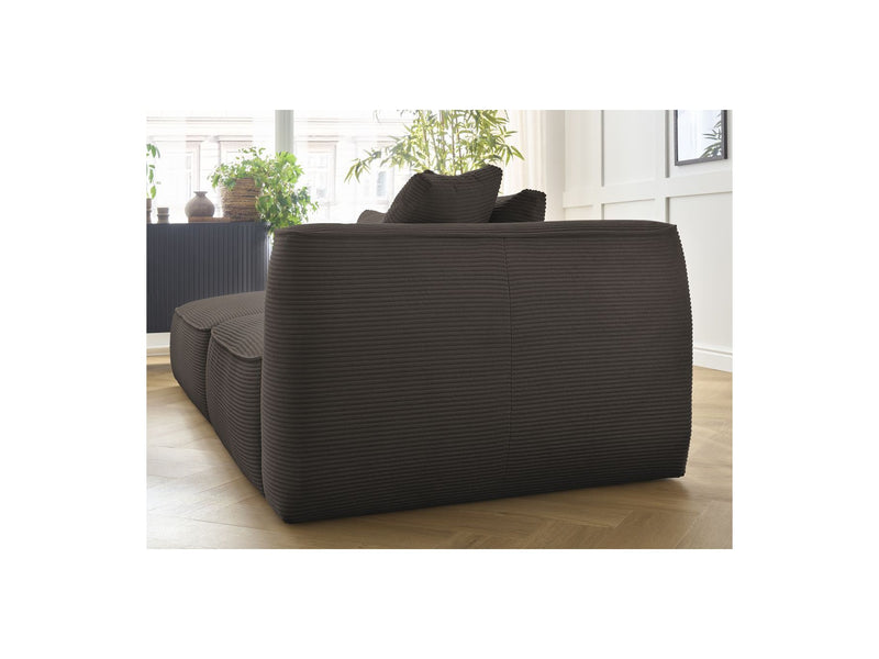 Canapé Droit Fixe 3 Places - Leopold - Velours Côtelé - Avec Pouf - Angle Gauche