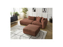 Canapé Droit Fixe 3 Places - Leopold - Velours Côtelé - Avec Pouf - Angle Gauche