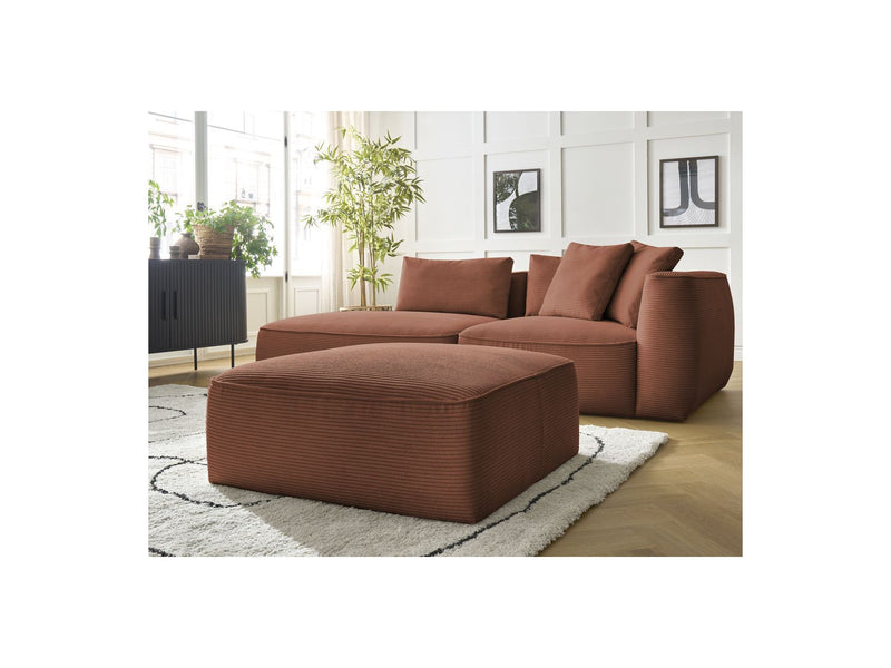 Canapé Droit Fixe 3 Places - Leopold - Velours Côtelé - Avec Pouf - Angle Gauche