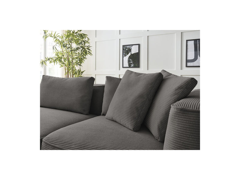 Canapé Droit Fixe 3 Places - Leopold - Velours Côtelé - Avec Pouf - Angle Gauche