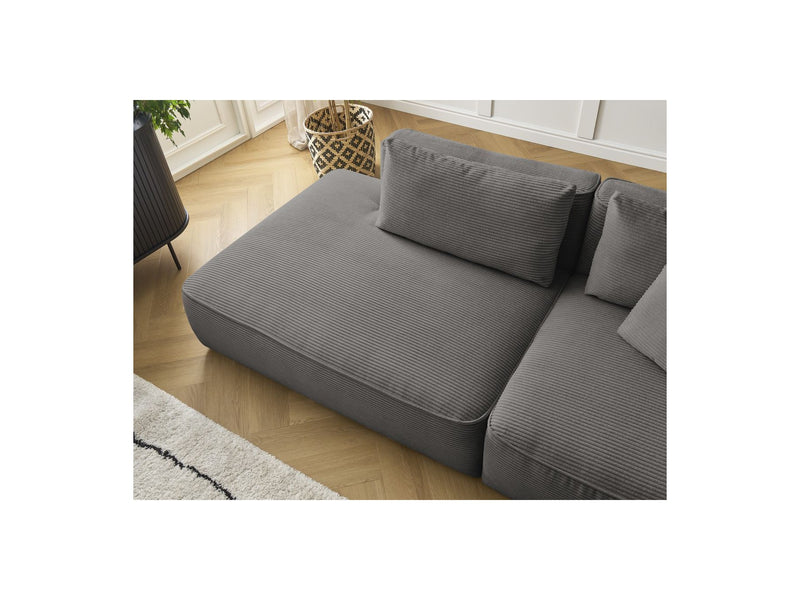 Canapé Droit Fixe 3 Places - Leopold - Velours Côtelé - Avec Pouf - Angle Gauche