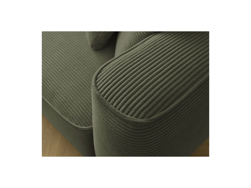 Canapé Droit Fixe 3 Places - Leopold - Velours Côtelé - Avec Pouf - Angle Droit