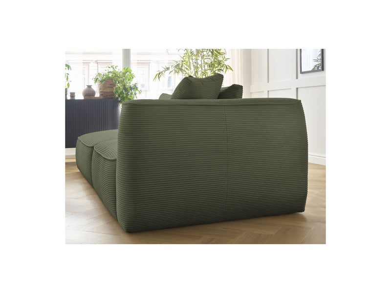 Canapé Droit Fixe 3 Places - Leopold - Velours Côtelé - Avec Pouf - Angle Droit