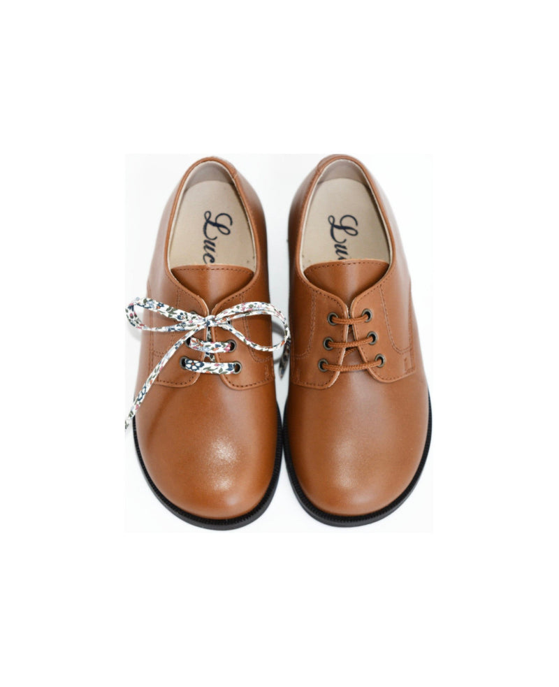 Chaussures Derbies Enfant Resistantes À Lacets Gaël - Cuir Camel - Mixte