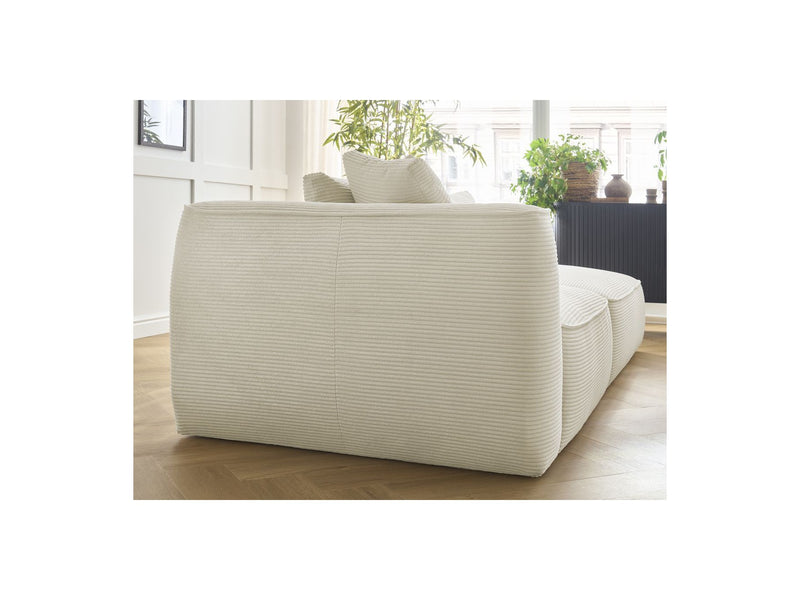 Canapé Droit Fixe 3 Places - Leopold - Velours Côtelé - Avec Pouf - Angle Droit