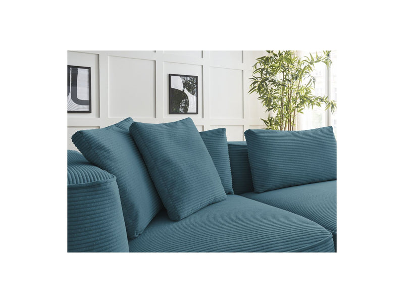 Canapé Droit Fixe 3 Places - Leopold - Velours Côtelé - Avec Pouf - Angle Droit