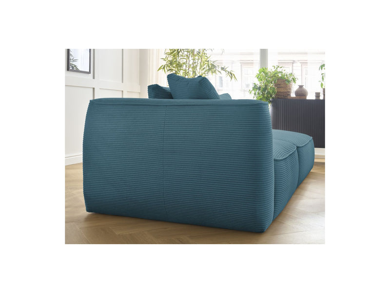 Canapé Droit Fixe 3 Places - Leopold - Velours Côtelé - Avec Pouf - Angle Droit