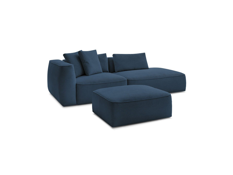 Canapé Droit Fixe 3 Places - Leopold - Velours Côtelé - Avec Pouf - Angle Gauche