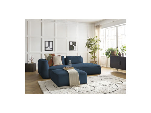 Canapé Droit Fixe 3 Places - Leopold - Velours Côtelé - Avec Pouf - Angle Droit