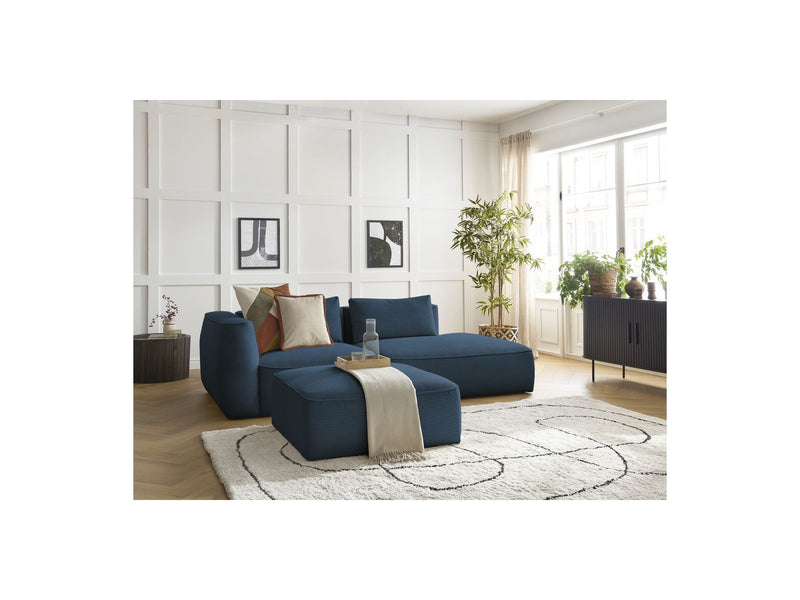 Canapé Droit Fixe 3 Places - Leopold - Velours Côtelé - Avec Pouf - Angle Gauche