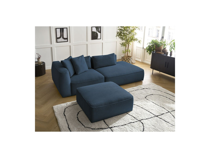 Canapé Droit Fixe 3 Places - Leopold - Velours Côtelé - Avec Pouf - Angle Gauche