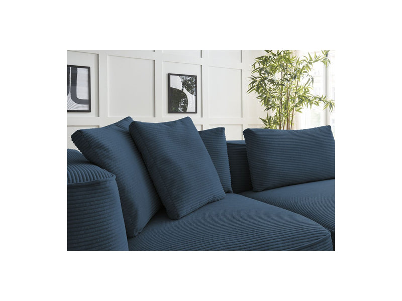 Canapé Droit Fixe 3 Places - Leopold - Velours Côtelé - Avec Pouf - Angle Gauche