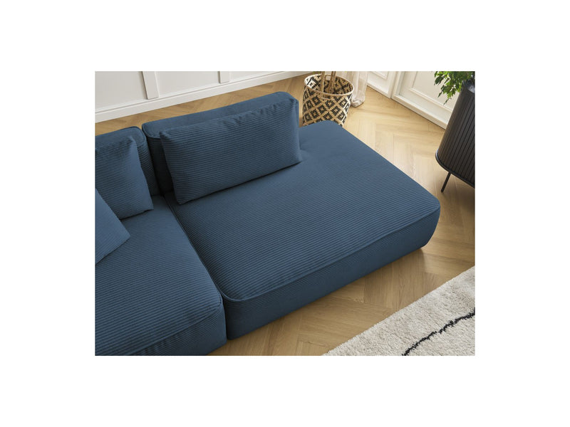 Canapé Droit Fixe 3 Places - Leopold - Velours Côtelé - Avec Pouf - Angle Gauche