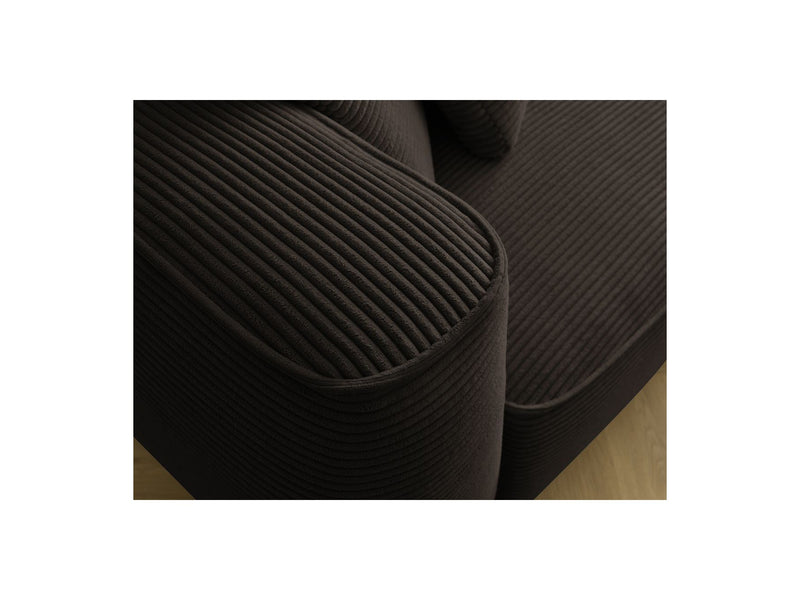 Canapé Droit Fixe 3 Places - Leopold - Velours Côtelé - Avec Pouf - Angle Droit