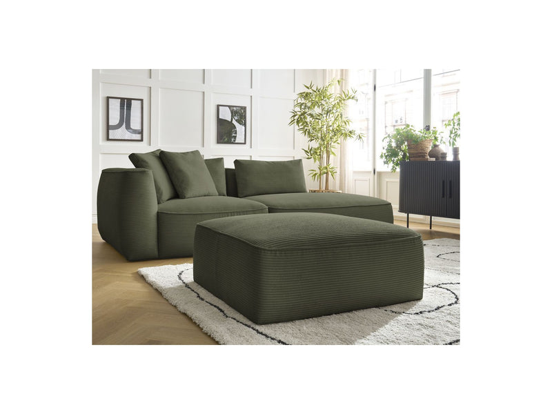 Canapé Droit Fixe 3 Places - Leopold - Velours Côtelé - Avec Pouf - Angle Gauche