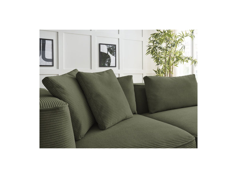 Canapé Droit Fixe 3 Places - Leopold - Velours Côtelé - Avec Pouf - Angle Gauche