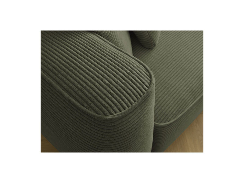 Canapé Droit Fixe 3 Places - Leopold - Velours Côtelé - Avec Pouf - Angle Gauche