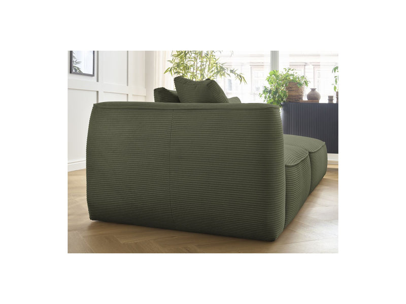 Canapé Droit Fixe 3 Places - Leopold - Velours Côtelé - Avec Pouf - Angle Gauche