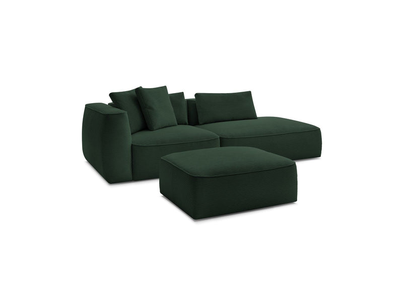 Canapé Droit Fixe 3 Places - Leopold - Velours Côtelé - Avec Pouf - Angle Droit