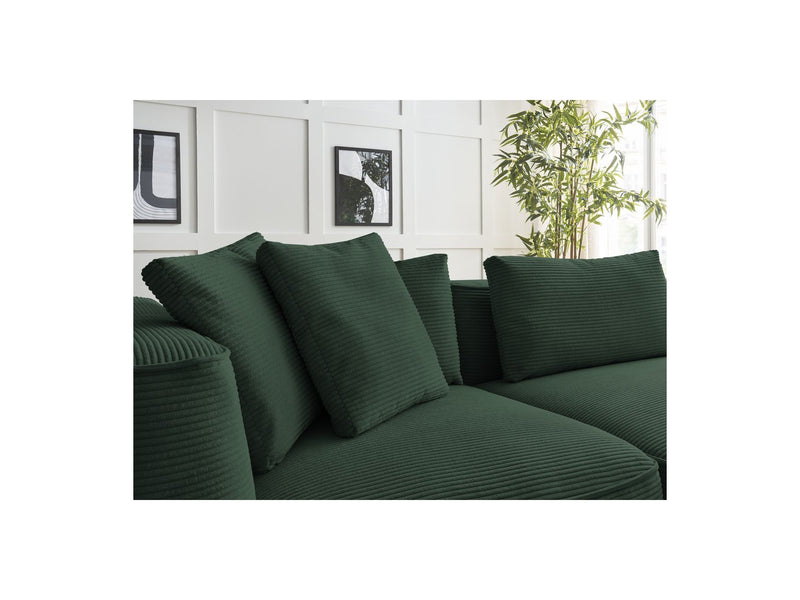 Canapé Droit Fixe 3 Places - Leopold - Velours Côtelé - Avec Pouf - Angle Droit