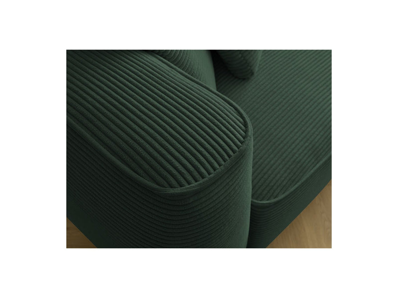 Canapé Droit Fixe 3 Places - Leopold - Velours Côtelé - Avec Pouf - Angle Droit