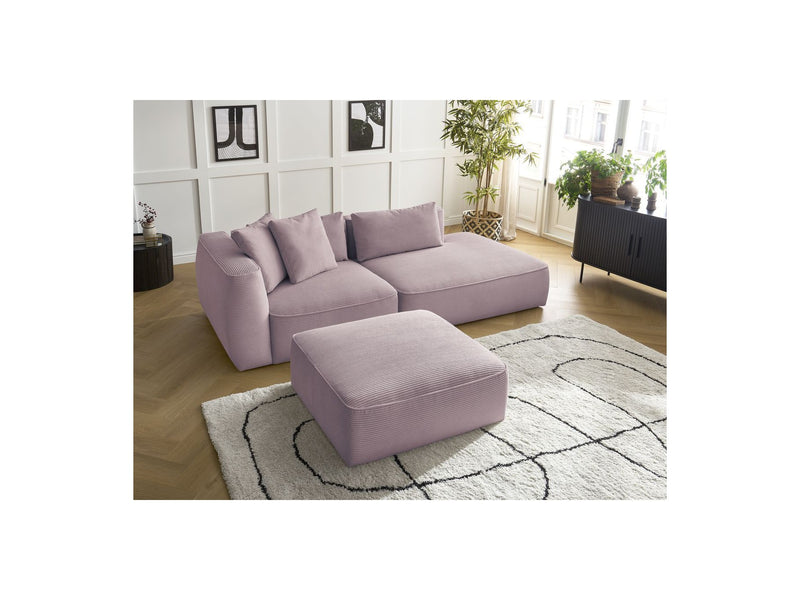 Canapé Droit Fixe 3 Places - Leopold - Velours Côtelé - Avec Pouf - Angle Gauche