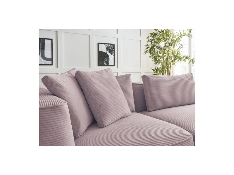 Canapé Droit Fixe 3 Places - Leopold - Velours Côtelé - Avec Pouf - Angle Gauche