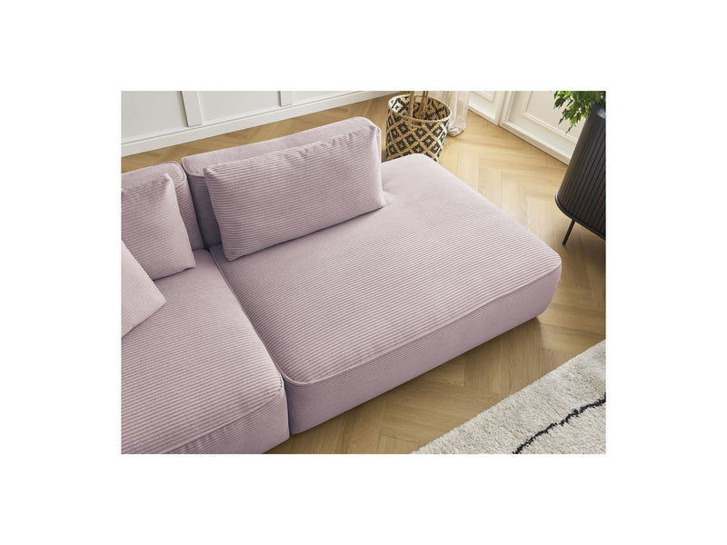 Canapé Droit Fixe 3 Places - Leopold - Velours Côtelé - Avec Pouf - Angle Gauche