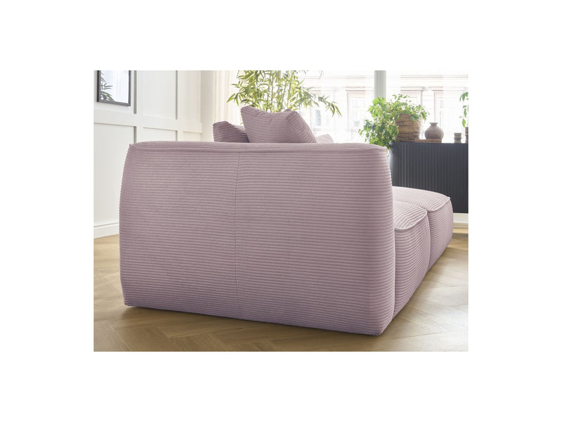 Canapé Droit Fixe 3 Places - Leopold - Velours Côtelé - Avec Pouf - Angle Droit