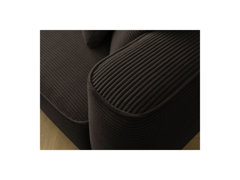 Canapé Droit Fixe 3 Places - Leopold - Velours Côtelé - Avec Pouf - Angle Gauche