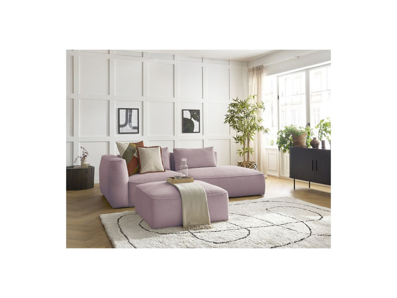 Canapé Droit Fixe 3 Places - Leopold - Velours Côtelé - Avec Pouf - Angle Gauche