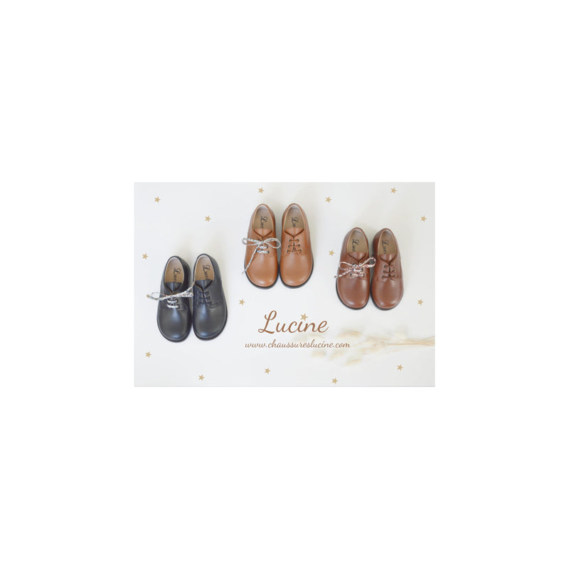 Chaussures Derbies Enfant Resistantes À Lacets Gaël - Cuir Cognac - Mixte