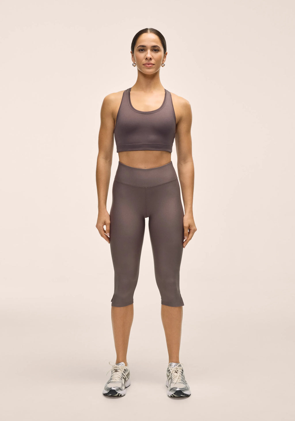 Capri Slit Regular Waist Tights - Dk Grey