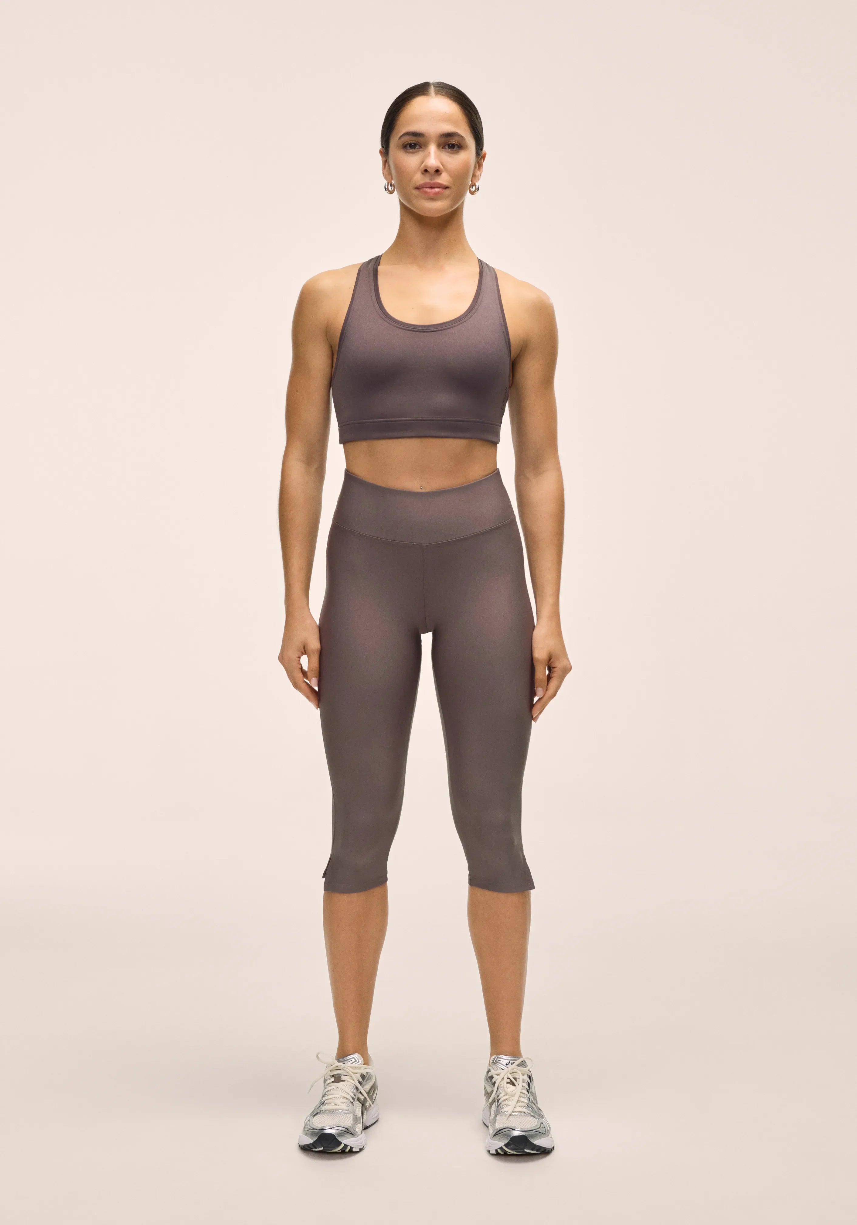 Capri Slit Regular Waist Tights - Dk Grey