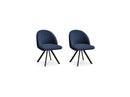 Lot De 2 Chaises Lalie - Tissu Texturé Et Pieds Étoile - Bleu Foncé