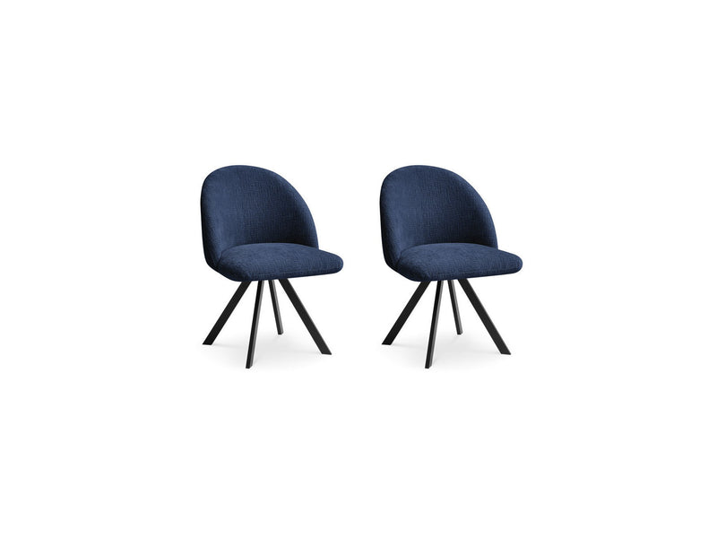 Lot De 2 Chaises Lalie - Tissu Texturé Et Pieds Étoile - Bleu Foncé